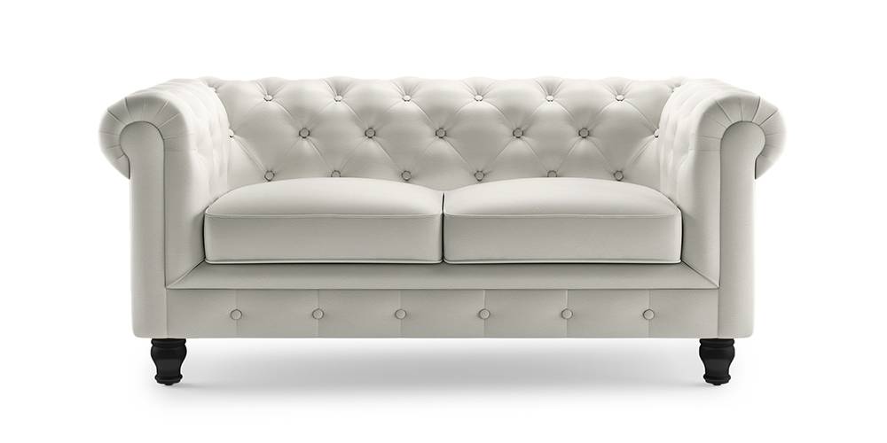 Winchester Half Leather Sofa (White Italian Leather)
